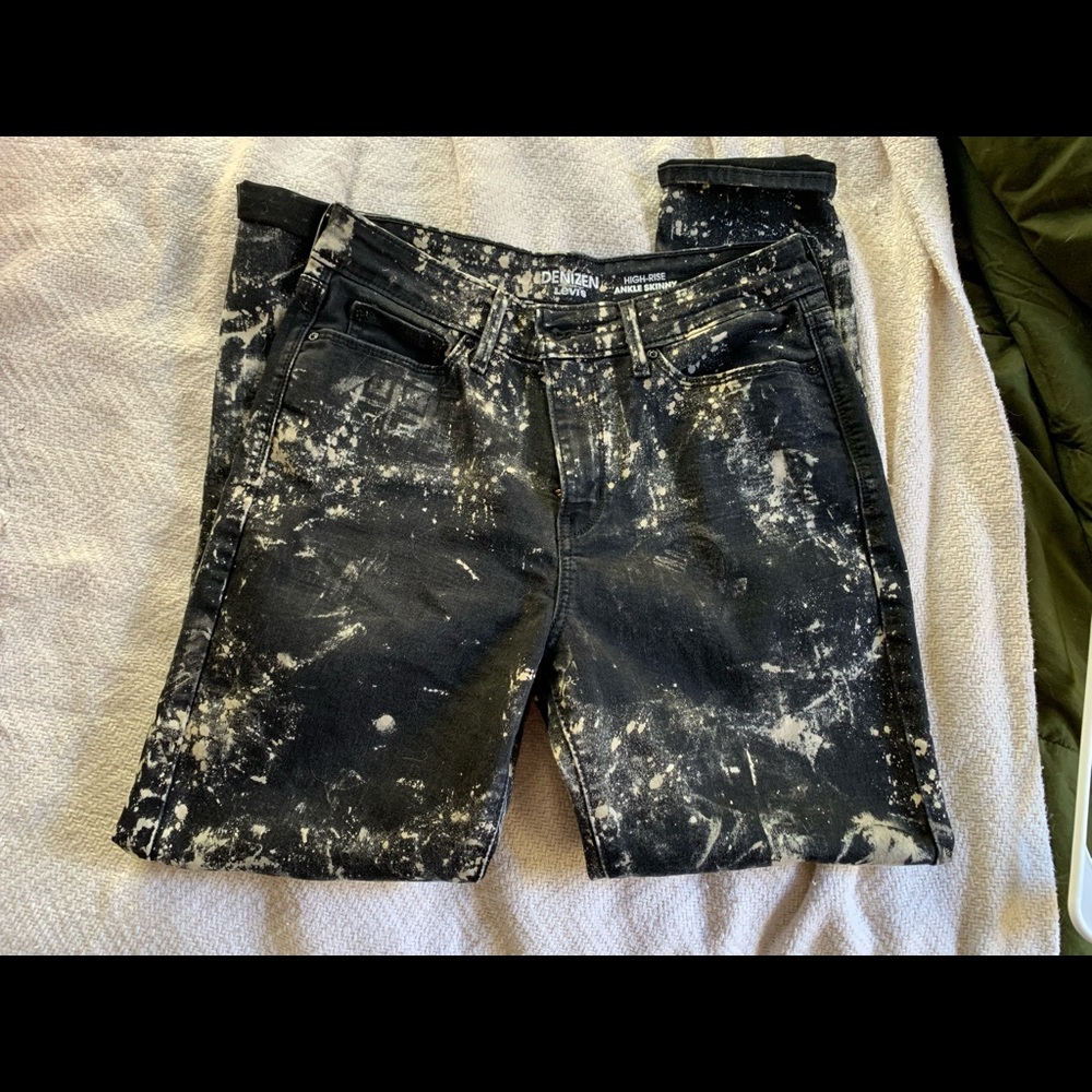 Bleach dye high waisted Jeans